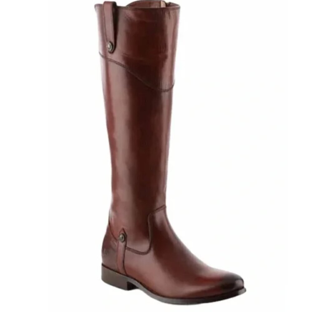 Fye Melissa Tab Tall Boots Boot Leather Riding Equestrian Redwood Brown Size 7
